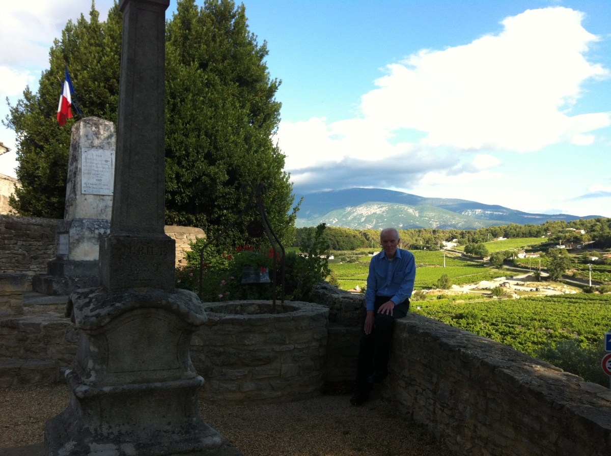 Hoping we'll make it up the mountain the next day (hidden by cloud behind my dad)