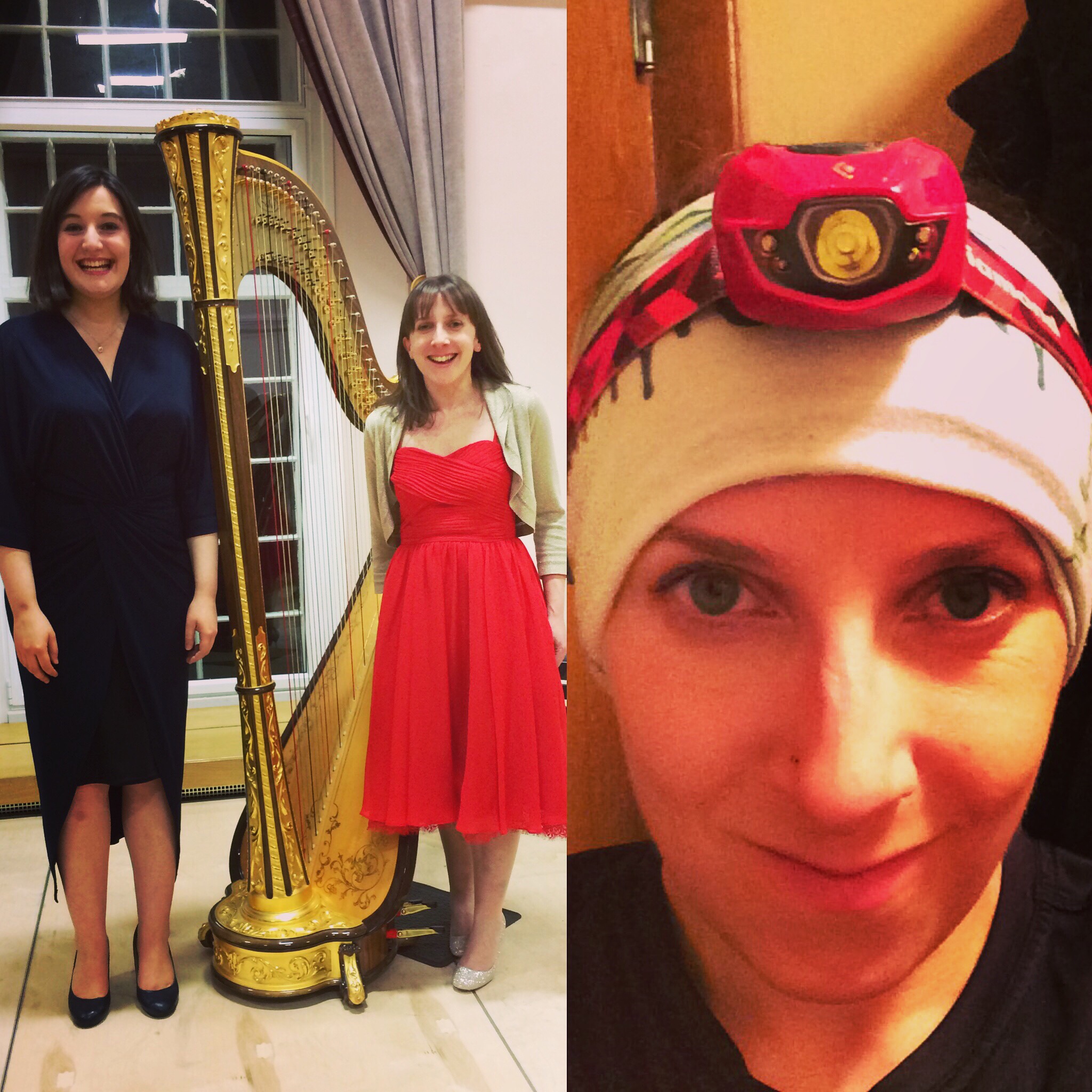 5pm red dress, 7pm red head torch